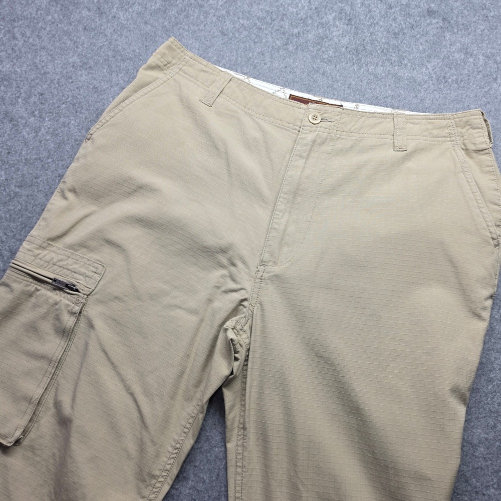 Khaki Safari Men's Ripstop Cargo Pants Tan Zipper Pockets Outdoor Hiking 36x26.5